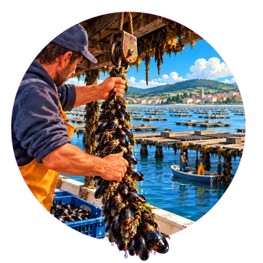 Le «bateas» in mezzo alla ria