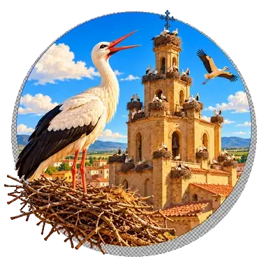 Le cicogne sul tetto della chiesa